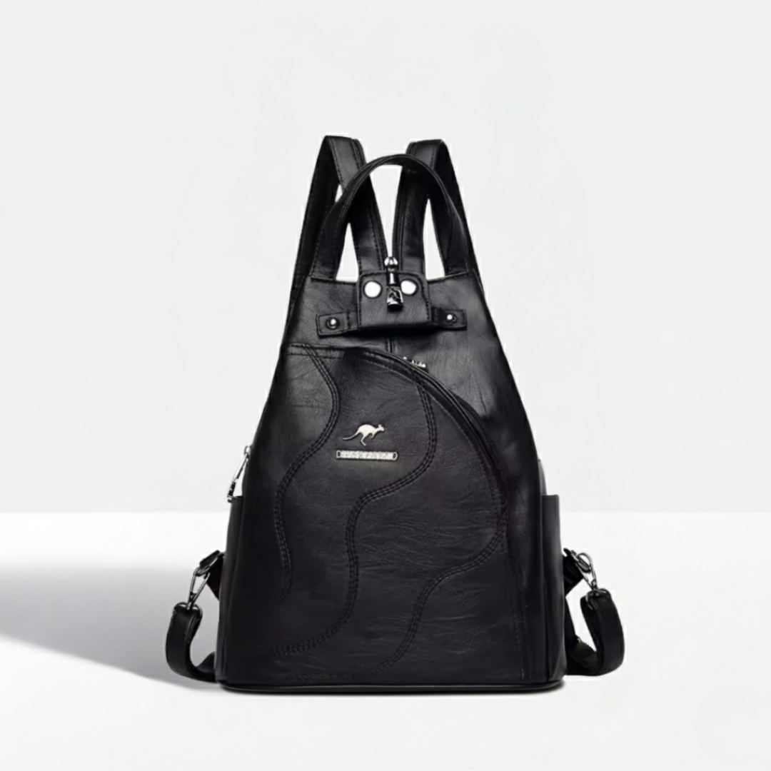 Compact Vegan Leather Backpack
