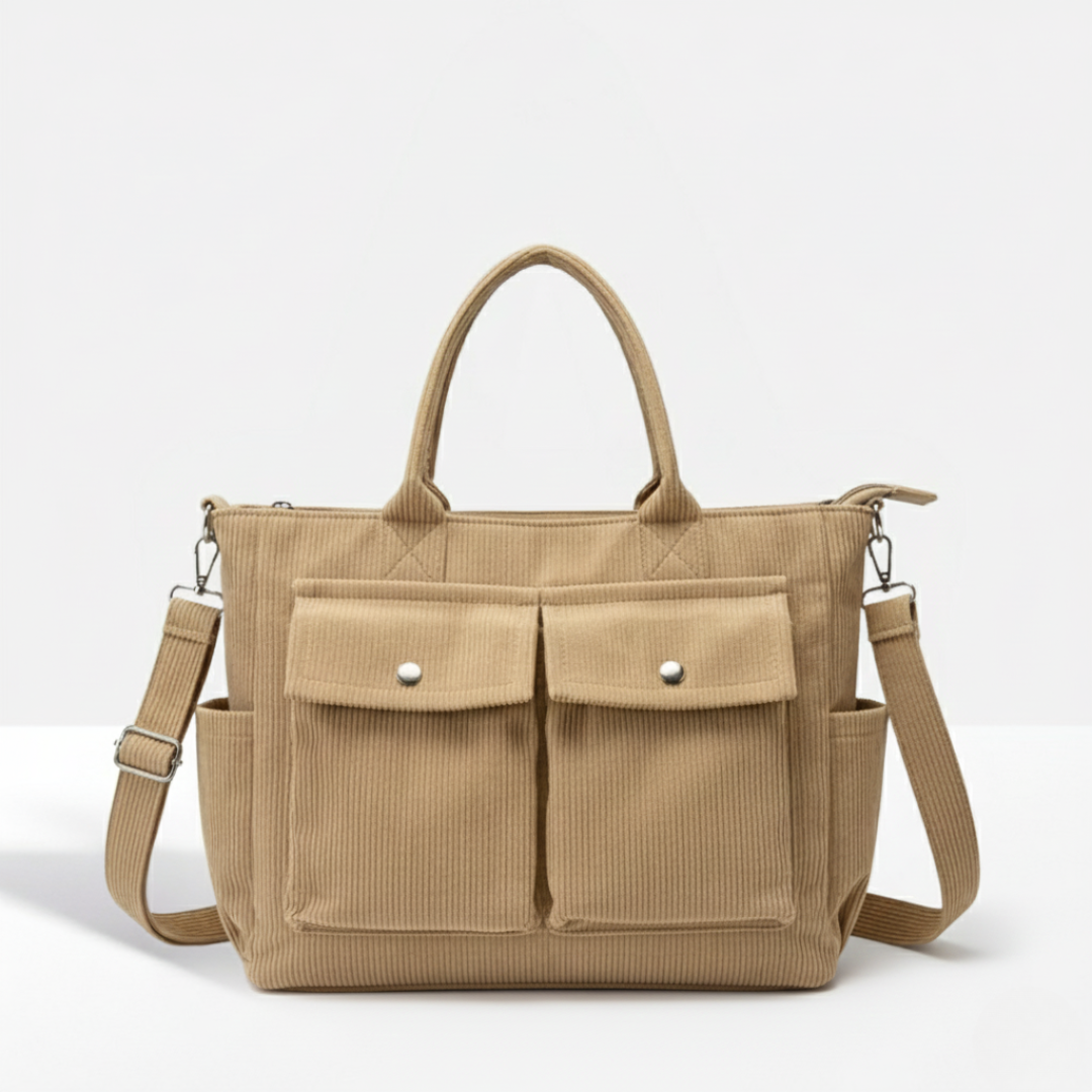 Smart-Pockets Corduroy Tote
