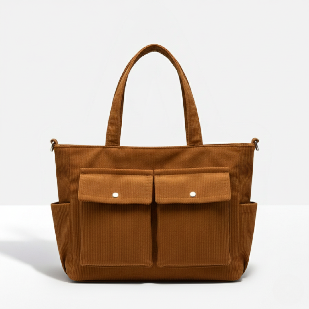 Smart-Pockets Corduroy Tote