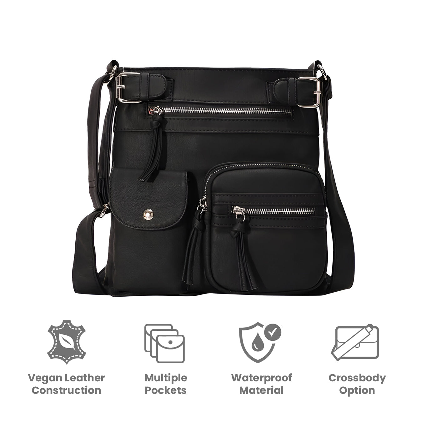 【週末限定価格】DELUXE MULTI POCKETS SHOULDERBAG Women's Multi-Pocket Leather Shoulder Bag