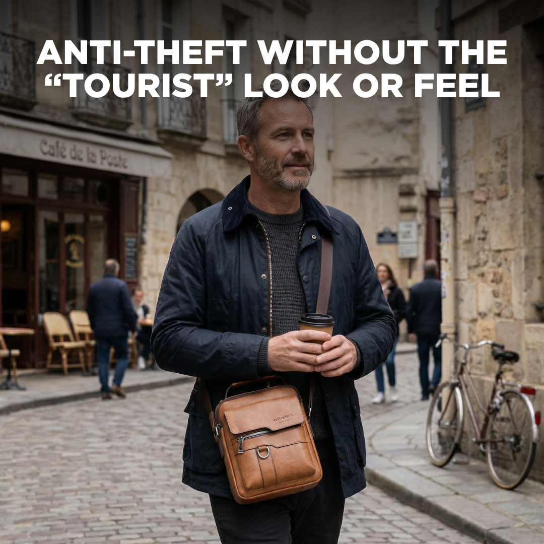 Anti-Theft Leather Sling Bag