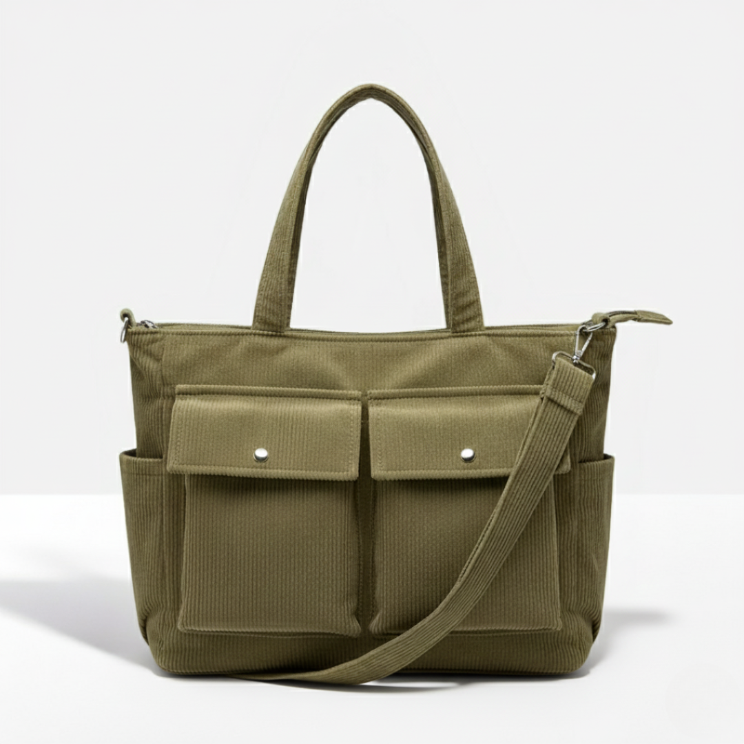 Smart-Pockets Corduroy Tote