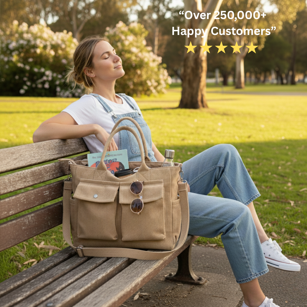 Smart-Pockets Corduroy Tote